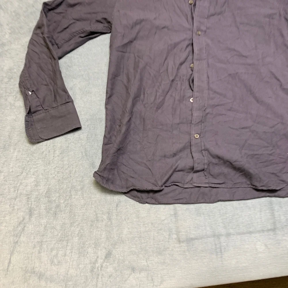 Banana Republic Tailored Slim Fit Shirt Mens Medium Black Herringbone Button Up